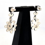 Victorian Style Floral Drop Earrings With Marcasite And Pearl Detail Finished In 925 English Hallmarked Sterling Silver