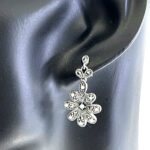 Victorian Style Floral Drop Earrings With Marcasite And Pearl Detail Finished In 925 English Hallmarked Sterling Silver