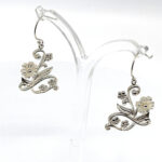 Floral Drop Earrings Victorian Style With White Shell Finished In 925 English Hallmarked Sterling Silver