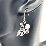 Floral Drop Earrings Victorian Style With White Shell Finished In 925 English Hallmarked Sterling Silver