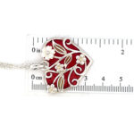 Floral Heart Necklace With White Shell And Red Enamel Finished In 925 English Hallmarked Sterling Silver