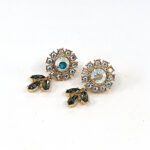 Flower Earrings With Enamel And Sparkling Czech Crystals | Gold Plated