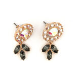 Flower Earrings With Enamel And Sparkling Czech Crystals | Gold Plated