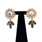 Flower Earrings With Enamel And Sparkling Czech Crystals | Gold Plated