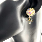 Flower Earrings With Enamel And Sparkling Czech Crystals | Gold Plated
