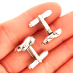 Frog Torpedo Cufflinks Set With Garnet In 925 English Hallmarked Sterling Silver