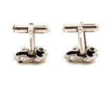 Frog Torpedo Cufflinks Set With Garnet In 925 English Hallmarked Sterling Silver
