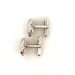 Frog Torpedo Cufflinks Set With Garnet In 925 English Hallmarked Sterling Silver