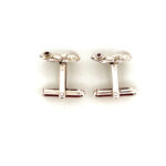 Frog Torpedo Cufflinks Set With Garnet In 925 English Hallmarked Sterling Silver