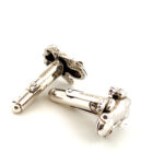 Frog Torpedo Cufflinks Set With Garnet In 925 English Hallmarked Sterling Silver