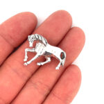 Galloping Horse Brooch, finished in 925 English Hallmarked Sterling Silver
