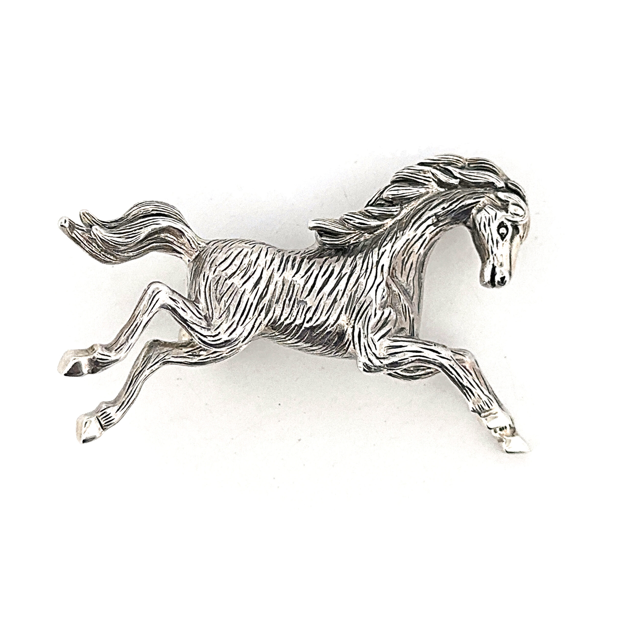 B440 (1) Galloping Horse Brooch, finished in 925 English Hallmarked Sterling Silver