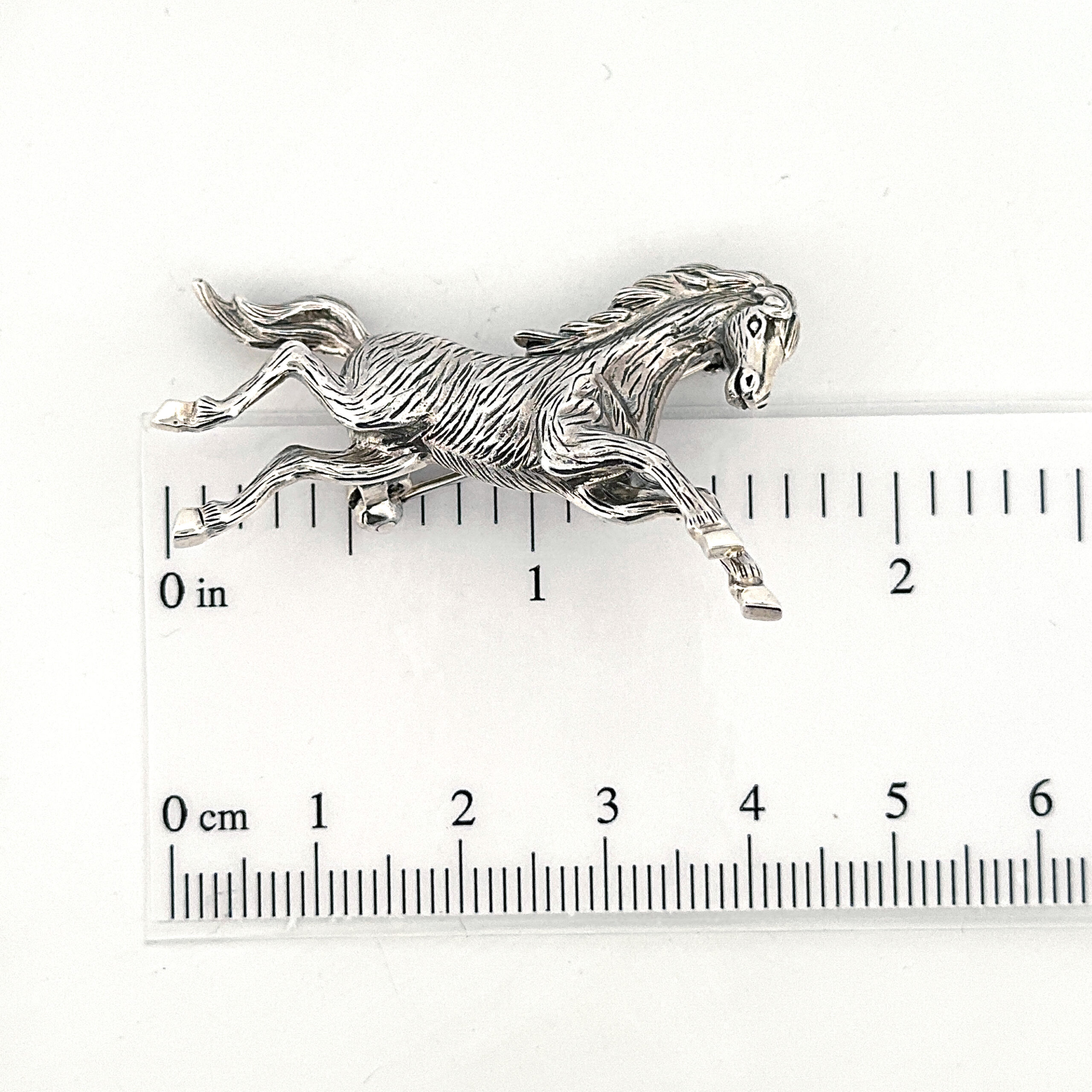 B440 (2) Galloping Horse Brooch, finished in 925 English Hallmarked Sterling Silver