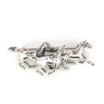 Galloping Horses Brooch, finished in 925 English Hallmarked Sterling Silver