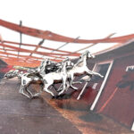 Galloping Horses Brooch, finished in 925 English Hallmarked Sterling Silver