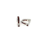 Garnet Wrap Around Cufflinks Set With Garnet In 925 English Hallmarked Sterling Silver