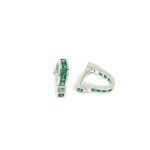 Wrap Around Cufflinks Set With Green Cubic Zirconia In 925 English Hallmarked Sterling Silver