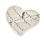 Heart Brooch With Black Enamel Mother Of Pearl And Crystals, finished in 925 English Hallmarked Sterling Silver 4 Heart Brooch With Black Enamel Mother Of Pearl And Crystals, finished in 925 English Hallmarked Sterling Silver