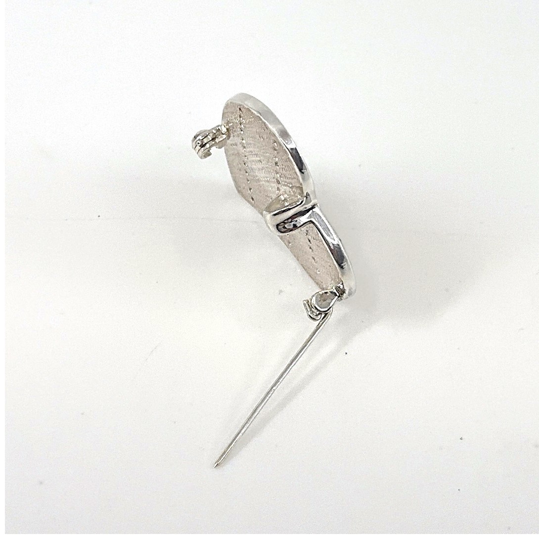 B395 (3) Heart Brooch With Black Enamel Mother Of Pearl And Crystals, finished in 925 English Hallmarked Sterling Silver