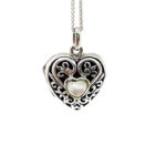 Heart Pendant Set With Mother Of Pearl, Finished In 925 English Hallmarked Sterling Silver