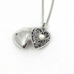 Heart Pendant Set With Mother Of Pearl, Finished In 925 English Hallmarked Sterling Silver