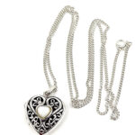 Heart Pendant Set With Mother Of Pearl, Finished In 925 English Hallmarked Sterling Silver