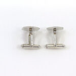 Hexagonal Torpedo Cufflinks Set With Enamel And Mother Of Pearl In 925 English Hallmarked Sterling Silver