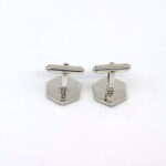 Hexagonal Torpedo Cufflinks Set With Enamel And Mother Of Pearl In 925 English Hallmarked Sterling Silver