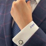 Hexagonal Torpedo Cufflinks Set With Enamel And Mother Of Pearl In 925 English Hallmarked Sterling Silver