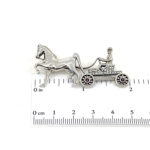 Horse And Carriage Brooch With Amethyst And Crystals, finished in 925 English Hallmarked Sterling Silver