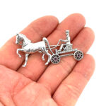 Horse And Carriage Brooch With Amethyst And Crystals, finished in 925 English Hallmarked Sterling Silver