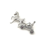 Horse And Carriage Brooch With Amethyst And Crystals, finished in 925 English Hallmarked Sterling Silver