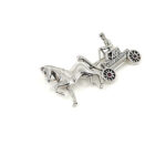Horse And Carriage Brooch With Amethyst And Crystals, finished in 925 English Hallmarked Sterling Silver