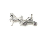 Horse And Carriage Brooch With Amethyst And Crystals, finished in 925 English Hallmarked Sterling Silver