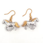 Horse Drop Earrings Gold And Rhodium Plated Metal Alloy