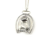 Horse Head In Horseshoe Pendant On Rope Chain, Finished In 925 English Hallmarked Sterling Silver 4 Horse Head In Horseshoe Pendant On Rope Chain, Finished In 925 English Hallmarked Sterling Silver