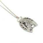 Horse Head In Horseshoe Pendant On Rope Chain, Finished In 925 English Hallmarked Sterling Silver 6 Horse Head In Horseshoe Pendant On Rope Chain, Finished In 925 English Hallmarked Sterling Silver