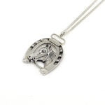 Horse Head In Horseshoe Pendant On Rope Chain, Finished In 925 English Hallmarked Sterling Silver 7 Horse Head In Horseshoe Pendant On Rope Chain, Finished In 925 English Hallmarked Sterling Silver