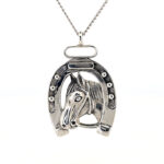 Horse Head In Horseshoe Pendant On Rope Chain, Finished In 925 English Hallmarked Sterling Silver 5 Horse Head In Horseshoe Pendant On Rope Chain, Finished In 925 English Hallmarked Sterling Silver