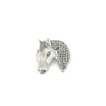 Horse Head Brooch With Crystals, finished in 925 English Hallmarked Sterling Silver