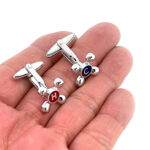 Hot And Cold Taps Torpedo Cufflinks In 925 English Hallmarked Sterling Silver With Enamel