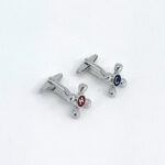 Hot And Cold Taps Torpedo Cufflinks In 925 English Hallmarked Sterling Silver With Enamel