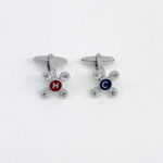 Hot And Cold Taps Torpedo Cufflinks In 925 English Hallmarked Sterling Silver With Enamel