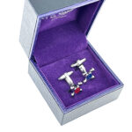 Hot And Cold Taps Torpedo Cufflinks In 925 English Hallmarked Sterling Silver With Enamel