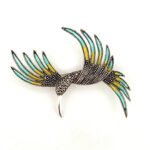 Hummingbird Brooch Art Deco Style With Enamel And Marcasite, finished in 925 English Hallmarked Sterling Silver 7 Hummingbird Brooch Art Deco Style With Enamel And Marcasite, finished in 925 English Hallmarked Sterling Silver