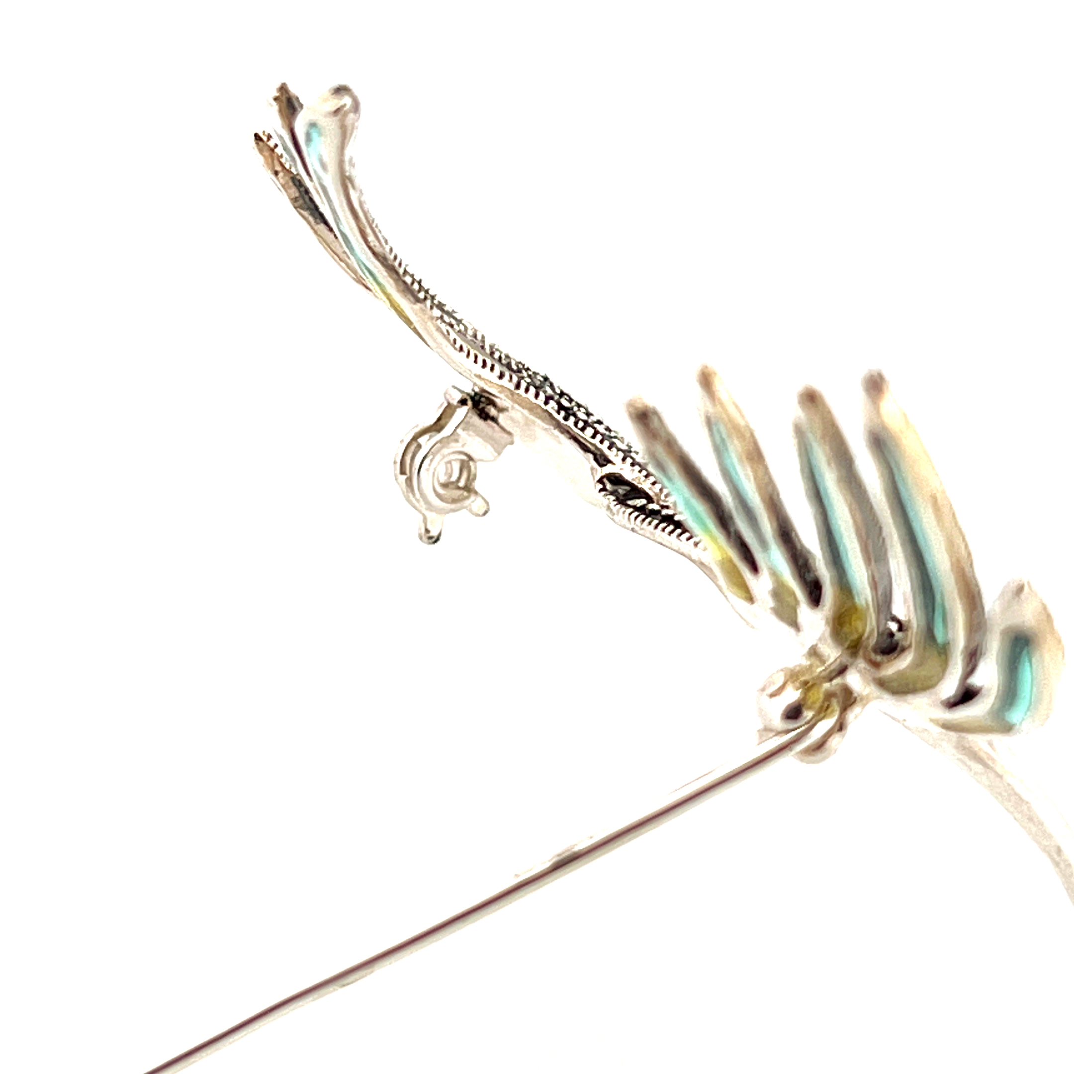 B509 (6) Hummingbird Brooch Art Deco Style With Enamel And Marcasite, finished in 925 English Hallmarked Sterling Silver