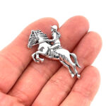 Jockey On Horse Brooch, finished in 925 English Hallmarked Sterling Silver