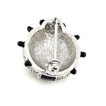Ladybird Ladybug Pin Brooch Rhodium Plated Metal Alloy Set With Enamel And Clear Czech Crystals