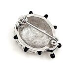 Ladybird Ladybug Pin Brooch Rhodium Plated Metal Alloy Set With Enamel And Clear Czech Crystals