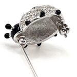 Ladybird Ladybug Pin Brooch Rhodium Plated Metal Alloy Set With Enamel And Clear Czech Crystals